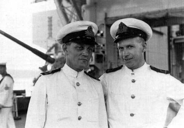 Harold with Albert Abraham (right) onboard Glorious